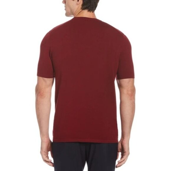 NWT PERRY ELLIS SOLID TECH KNIT SWEATER TEE COLOR CABERNET SIZE S - Picture 2 of 7